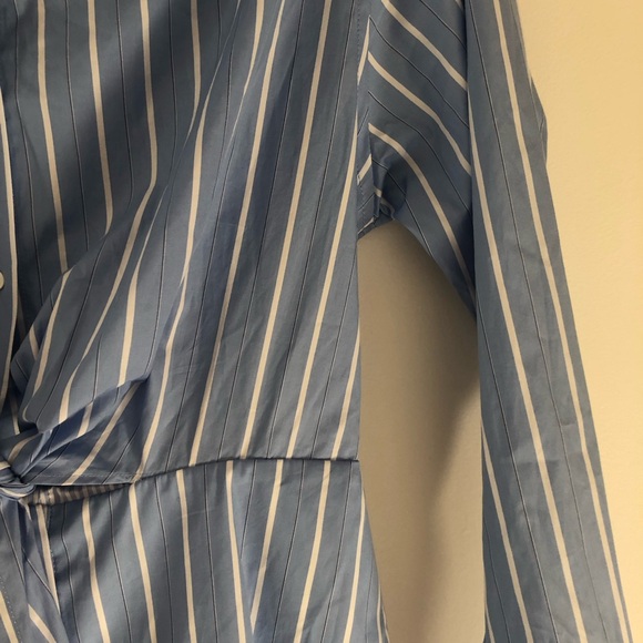 NWOT Sandro Striped Tie-Front Shirt Dress Mini in Blue/White Size 38 FR/6 US - Picture 11 of 16